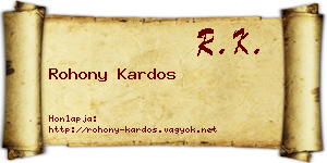 Rohony Kardos névjegykártya